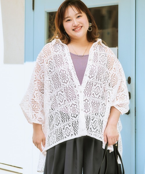 SMILE LAND（スマイルランド）の「＜大きいサイズ＞ ラメテレコタンクトップ（キャミソール・レディース・杢グレー/ラベンダー/ベージュ・L/LL/3L/4L/5L）」の7枚目の写真