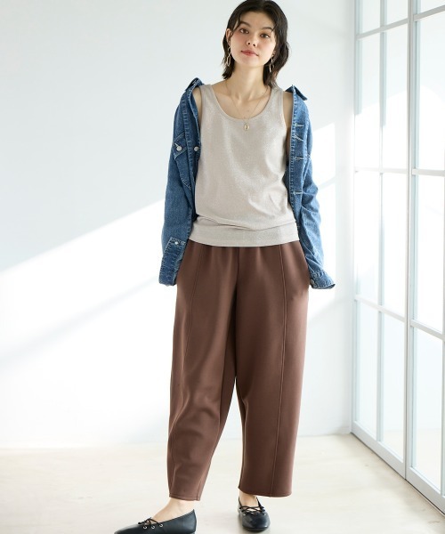 SMILE LAND（スマイルランド）の「＜大きいサイズ＞ ラメテレコタンクトップ（キャミソール・レディース・杢グレー/ラベンダー/ベージュ・L/LL/3L/4L/5L）」の9枚目の写真