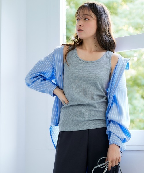 SMILE LAND（スマイルランド）の「＜大きいサイズ＞ ラメテレコタンクトップ（キャミソール・レディース・杢グレー/ラベンダー/ベージュ・L/LL/3L/4L/5L）」の12枚目の写真