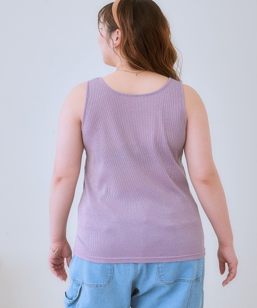 SMILE LAND（スマイルランド）の「＜大きいサイズ＞ ラメテレコタンクトップ（キャミソール・レディース・杢グレー/ラベンダー/ベージュ・L/LL/3L/4L/5L）」の16枚目の写真