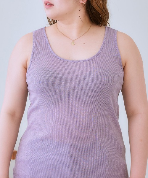SMILE LAND（スマイルランド）の「＜大きいサイズ＞ ラメテレコタンクトップ（キャミソール・レディース・杢グレー/ラベンダー/ベージュ・L/LL/3L/4L/5L）」の17枚目の写真