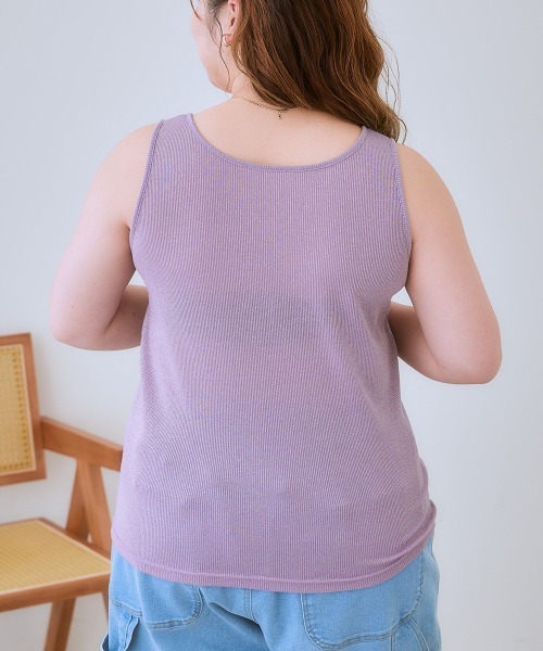 SMILE LAND（スマイルランド）の「＜大きいサイズ＞ ラメテレコタンクトップ（キャミソール・レディース・杢グレー/ラベンダー/ベージュ・L/LL/3L/4L/5L）」の18枚目の写真