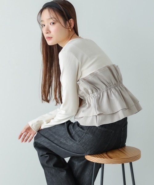 Bab(バブ)の「ビスチェ風レイヤードロンT(Tシャツ/カットソー・レディース・ホワイト系その他/チャコールグレー/グレー・M)」の17枚目の写真
