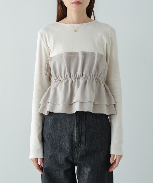 Bab(バブ)の「ビスチェ風レイヤードロンT(Tシャツ/カットソー・レディース・ホワイト系その他/チャコールグレー/グレー・M)」の12枚目の写真