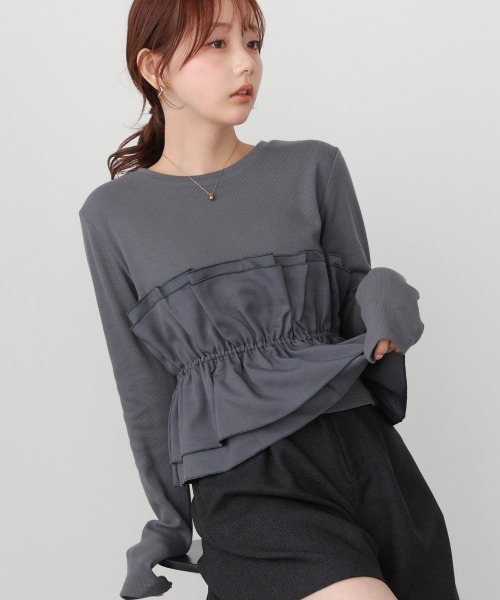 Bab(バブ)の「ビスチェ風レイヤードロンT(Tシャツ/カットソー・レディース・ホワイト系その他/チャコールグレー/グレー・M)」の22枚目の写真