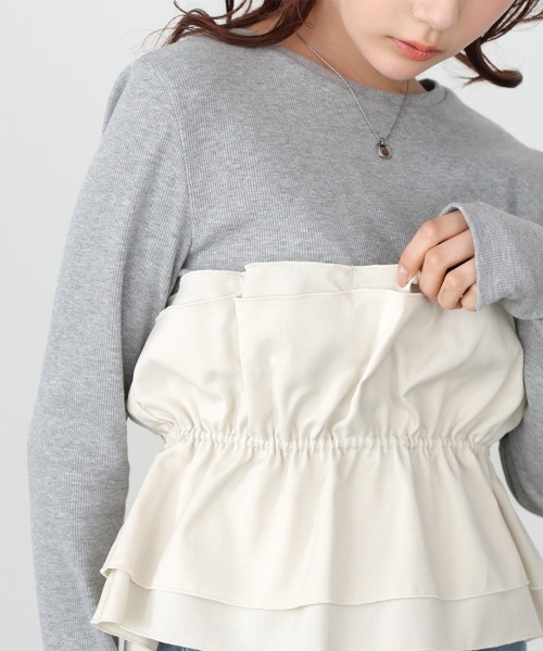 Bab(バブ)の「ビスチェ風レイヤードロンT(Tシャツ/カットソー・レディース・ホワイト系その他/チャコールグレー/グレー・M)」の19枚目の写真