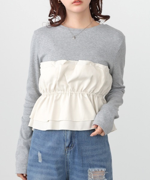 Bab(バブ)の「ビスチェ風レイヤードロンT(Tシャツ/カットソー・レディース・ホワイト系その他/チャコールグレー/グレー・M)」の20枚目の写真