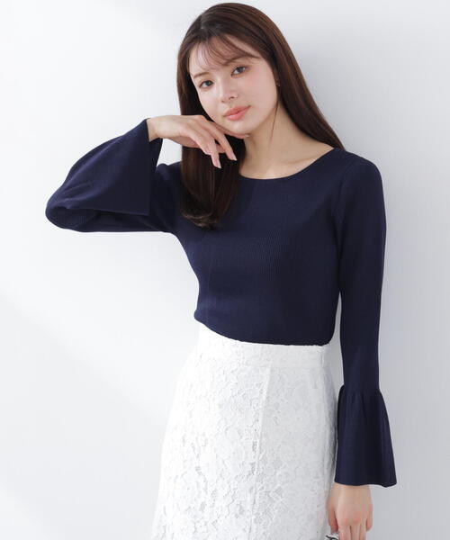 PROPORTION BODY DRESSING（プロポーションボディドレッシング）の「フォルムスリーブニット / 1216170301（ニット/セーター・レディース・ホワイト系その他/ネイビー/ブルー・SMALL/MEDIUM）」の3枚目の写真