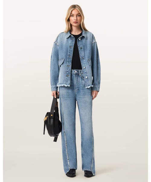 ALLSAINTS(オールセインツ)の「FRANKIE LOOSE FIT STUD DENIM JEANS | FRANKIE ルーズ フィット スタッド デニム ジーンズ(デニムパンツ・レディース・インディゴブルー・25/24/27/26)」の1枚目の写真
