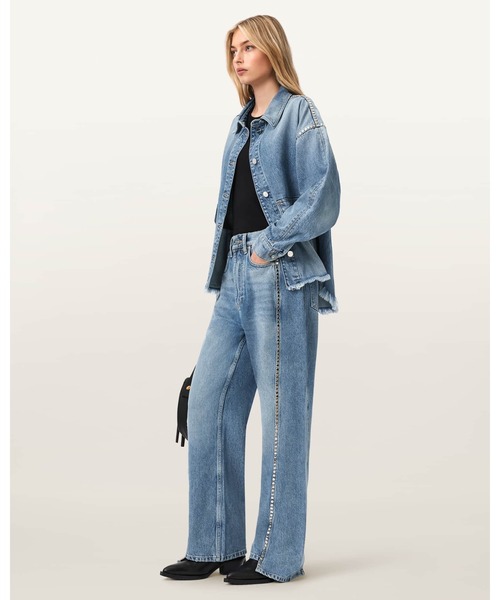 ALLSAINTS(オールセインツ)の「FRANKIE LOOSE FIT STUD DENIM JEANS | FRANKIE ルーズ フィット スタッド デニム ジーンズ(デニムパンツ・レディース・インディゴブルー・25/24/27/26)」の4枚目の写真