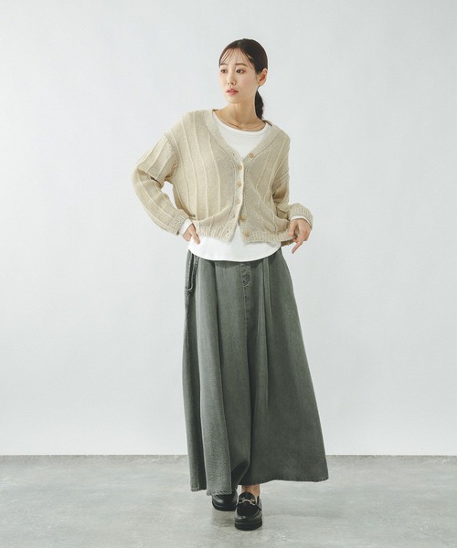 GLOBAL WORK(グローバルワーク)の「Beauteeリブクループルオーバー/632493(Tシャツ/カットソー・レディース・ブラック/ダークブラウン/ホワイト・MEDIUM/LARGE)」の5枚目の写真