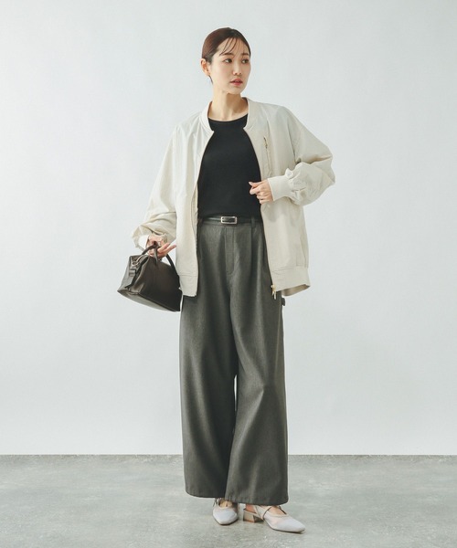 GLOBAL WORK(グローバルワーク)の「Beauteeリブクループルオーバー/632493(Tシャツ/カットソー・レディース・ブラック/ダークブラウン/ホワイト・MEDIUM/LARGE)」の8枚目の写真