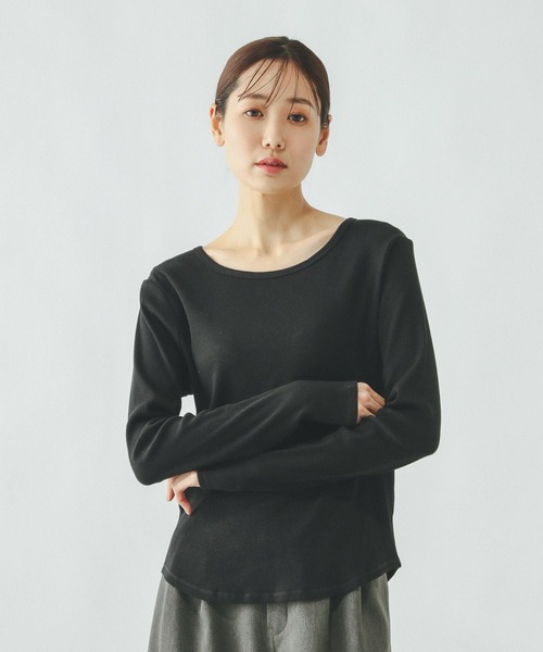 GLOBAL WORK(グローバルワーク)の「Beauteeリブクループルオーバー/632493(Tシャツ/カットソー・レディース・ブラック/ダークブラウン/ホワイト・MEDIUM/LARGE)」の10枚目の写真