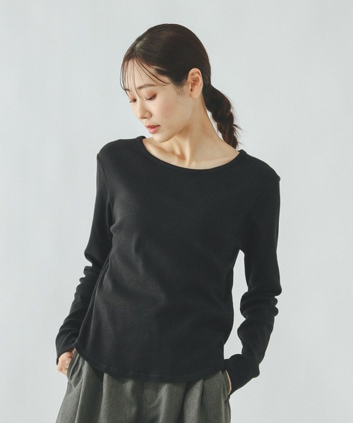 GLOBAL WORK(グローバルワーク)の「Beauteeリブクループルオーバー/632493(Tシャツ/カットソー・レディース・ブラック/ダークブラウン/ホワイト・MEDIUM/LARGE)」の11枚目の写真