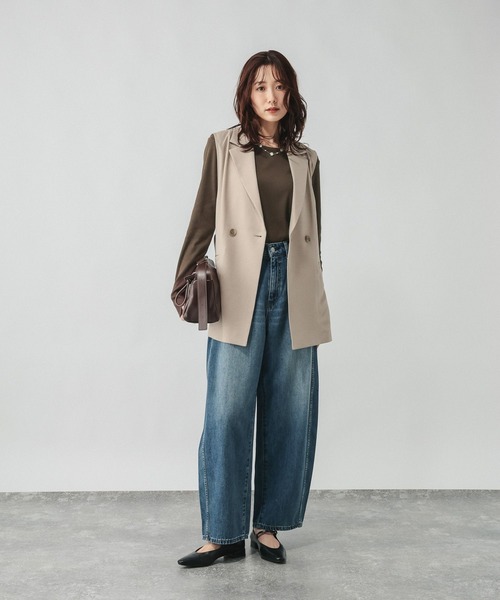 GLOBAL WORK(グローバルワーク)の「Beauteeリブクループルオーバー/632493(Tシャツ/カットソー・レディース・ブラック/ダークブラウン/ホワイト・MEDIUM/LARGE)」の13枚目の写真