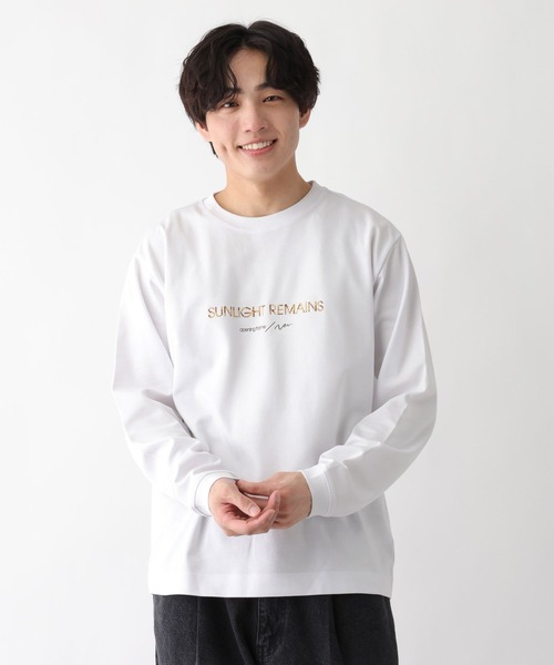 GLOBAL WORK（グローバルワーク）の「マイニチタキノウプリントTシャツ/長袖/601223（Tシャツ/カットソー・メンズ・オフホワイト/グレイッシュベージュ/ホワイト系6/チャコールグレー・X-LARGE/LARGE/MEDIUM/SMALL）」の2枚目の写真