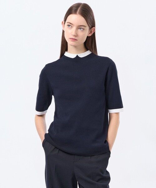 MACKINTOSH PHILOSOPHY(マッキントッシュ フィロソフィー)の「Cleric Collar Knit ハーフスリーブ(ニット/セーター・レディース・ブルー系その他7/ブルー系その他3/グリーン系その他2/ダークネイビー・38)」の3枚目の写真