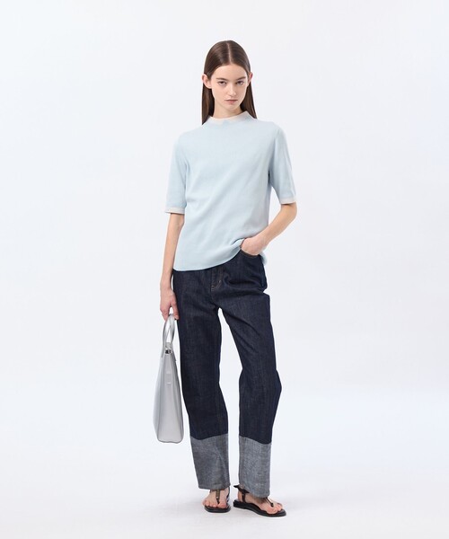 MACKINTOSH PHILOSOPHY(マッキントッシュ フィロソフィー)の「Cleric Collar Knit ハーフスリーブ(ニット/セーター・レディース・ブルー系その他7/ブルー系その他3/グリーン系その他2/ダークネイビー・38)」の5枚目の写真