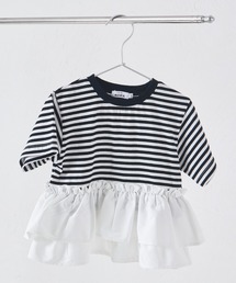 ペプラムトップス ボーダーカットソー」に該当するTシャツ/カットソー