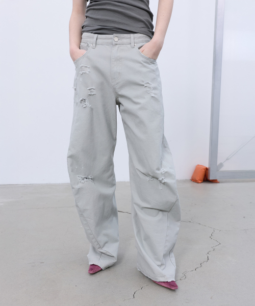 LCDC TM（エルシーディーシーティーエム）の「DISTRESSED CURVED PANTS (LIGHT GREY)（その他パンツ・レディース・その他・SMALL/MEDIUM）」の6枚目の写真