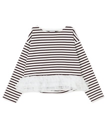 petit main LIEN（プティマインリアン）の「【親子リンク】ボーダーペプラム長袖Tシャツ（Tシャツ/カットソー）」