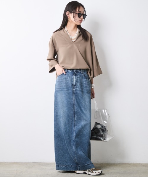 CHIC STYLE(シックスタイル)の「スキッパーブラウス<大きいサイズ有>シックスタイル(シャツ/ブラウス・レディース・アイボリー系/ブラック/モカ/ネイビー系・LL/3L/4L/5L/M/L)」の12枚目の写真