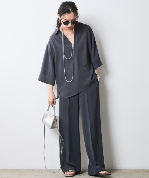 CHIC STYLE(シックスタイル)の「スキッパーブラウス<大きいサイズ有>シックスタイル(シャツ/ブラウス・レディース・アイボリー系/ブラック/モカ/ネイビー系・LL/3L/4L/5L/M/L)」の17枚目の写真