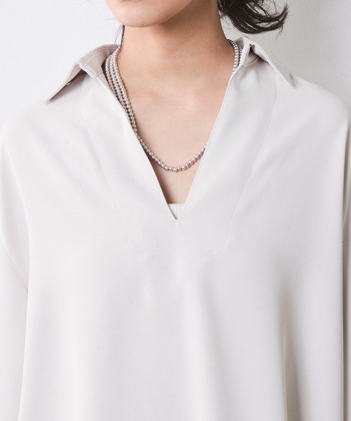 CHIC STYLE(シックスタイル)の「スキッパーブラウス<大きいサイズ有>シックスタイル(シャツ/ブラウス・レディース・アイボリー系/ブラック/モカ/ネイビー系・LL/3L/4L/5L/M/L)」の20枚目の写真