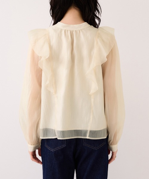 VIS(ビス)の「シャイニーボウタイ長袖ブラウス/イージーケア・2WAY(シャツ/ブラウス・レディース・キナリ/ピンク/ブラック・FREE)」の5枚目の写真