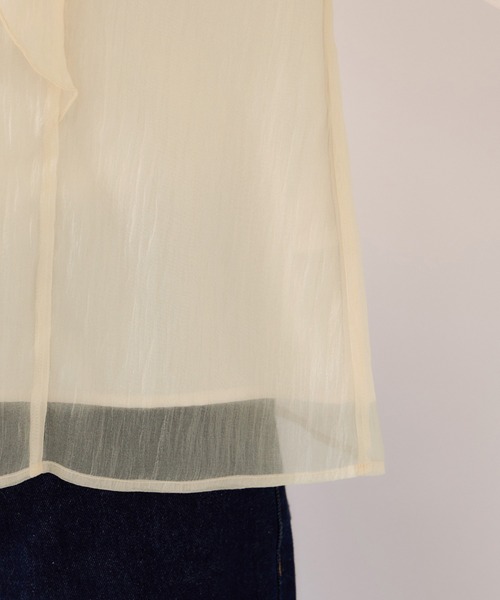 VIS(ビス)の「シャイニーボウタイ長袖ブラウス/イージーケア・2WAY(シャツ/ブラウス・レディース・キナリ/ピンク/ブラック・FREE)」の8枚目の写真