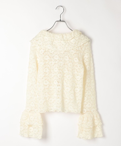 Heather（ヘザー）の「フリルレースカーディガン　660895（Tシャツ/カットソー・レディース・ブラック/アイボリー/オフホワイト・FREE）」の5枚目の写真