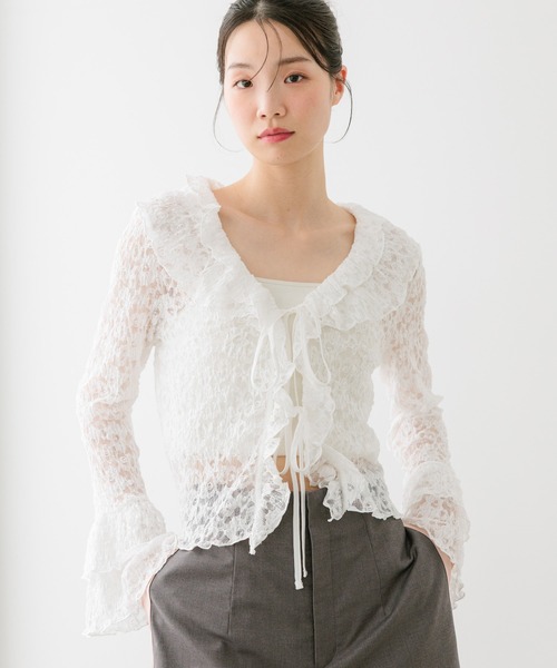 Heather(ヘザー)の「フリルレースカーディガン 660895(Tシャツ/カットソー・レディース・ブラック/アイボリー/オフホワイト・FREE)」の14枚目の写真