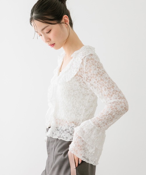 Heather(ヘザー)の「フリルレースカーディガン 660895(Tシャツ/カットソー・レディース・ブラック/アイボリー/オフホワイト・FREE)」の16枚目の写真