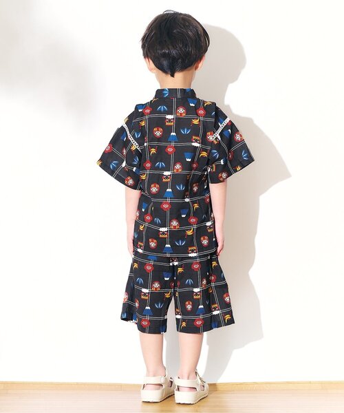 Ampersand（アンパサンド）の「和を感じる総柄甚平（浴衣・キッズ・ブラック/グリーン・140/130/120/110/100/90/80）」の12枚目の写真