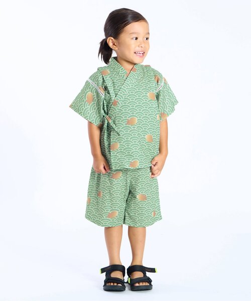 Ampersand（アンパサンド）の「和を感じる総柄甚平（浴衣・キッズ・ブラック/グリーン・140/130/120/110/100/90/80）」の11枚目の写真