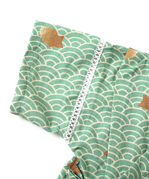 Ampersand（アンパサンド）の「和を感じる総柄甚平（浴衣・キッズ・ブラック/グリーン・140/130/120/110/100/90/80）」の17枚目の写真