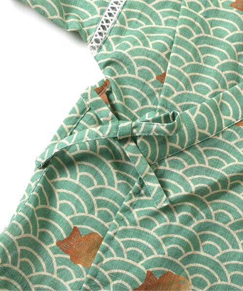 Ampersand（アンパサンド）の「和を感じる総柄甚平（浴衣・キッズ・ブラック/グリーン・140/130/120/110/100/90/80）」の16枚目の写真