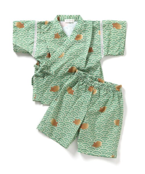 Ampersand（アンパサンド）の「和を感じる総柄甚平（浴衣・キッズ・ブラック/グリーン・140/130/120/110/100/90/80）」の4枚目の写真