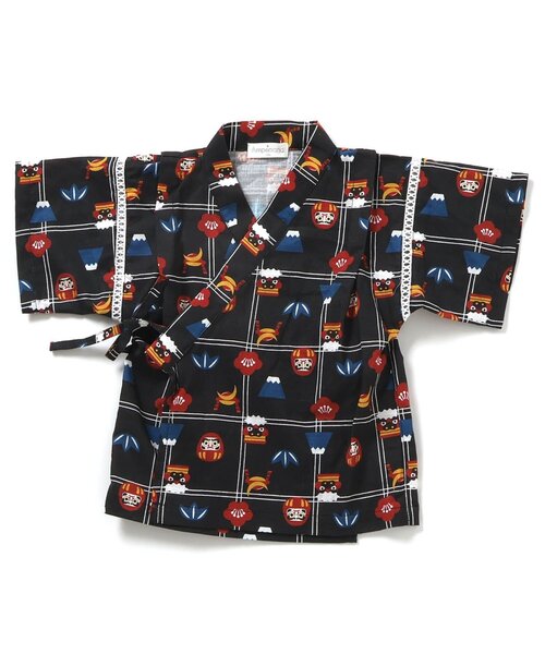 Ampersand（アンパサンド）の「和を感じる総柄甚平（浴衣・キッズ・ブラック/グリーン・140/130/120/110/100/90/80）」の5枚目の写真