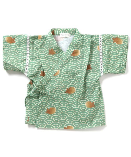 Ampersand（アンパサンド）の「和を感じる総柄甚平（浴衣・キッズ・ブラック/グリーン・140/130/120/110/100/90/80）」の6枚目の写真