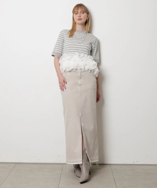 CADUNE（カデュネ）の「裾ティアードプルオーバー（ニット/セーター・レディース・ネイビー/ライトグレー/ホワイト・38）」の19枚目の写真