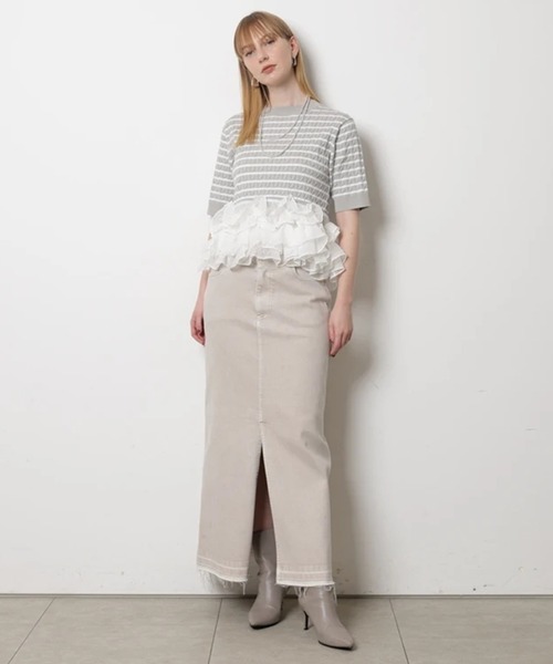 CADUNE（カデュネ）の「裾ティアードプルオーバー（ニット/セーター・レディース・ネイビー/ライトグレー/ホワイト・38）」の20枚目の写真