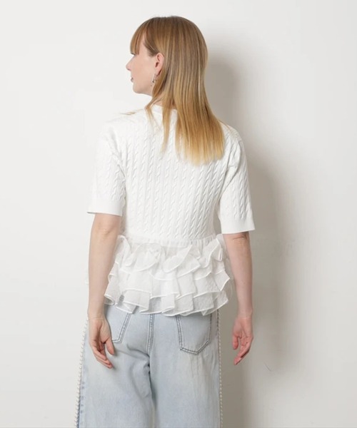 CADUNE（カデュネ）の「裾ティアードプルオーバー（ニット/セーター・レディース・ネイビー/ライトグレー/ホワイト・38）」の15枚目の写真