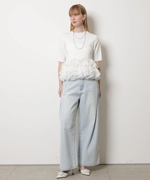 CADUNE（カデュネ）の「裾ティアードプルオーバー（ニット/セーター・レディース・ネイビー/ライトグレー/ホワイト・38）」の16枚目の写真