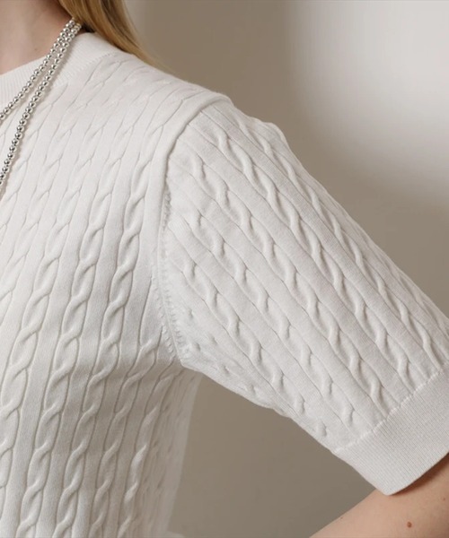 CADUNE（カデュネ）の「裾ティアードプルオーバー（ニット/セーター・レディース・ネイビー/ライトグレー/ホワイト・38）」の17枚目の写真