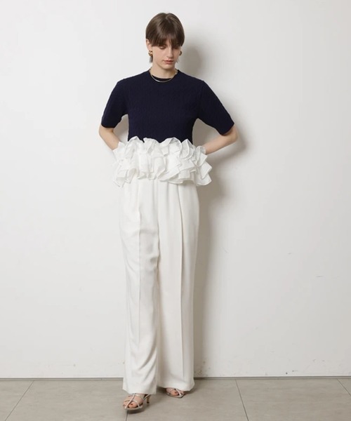 CADUNE（カデュネ）の「裾ティアードプルオーバー（ニット/セーター・レディース・ネイビー/ライトグレー/ホワイト・38）」の9枚目の写真