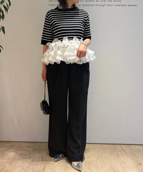 CADUNE（カデュネ）の「裾ティアードプルオーバー（ニット/セーター・レディース・ネイビー/ライトグレー/ホワイト・38）」の22枚目の写真