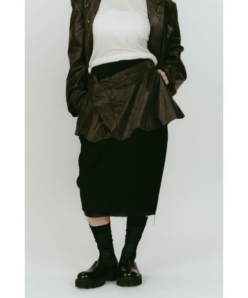 Knuth Marf(クヌースマーフ)の「cut layered mid length skirt(スカート・レディース・ブラック系その他/ブラウン/グレー・X-SMALL/SMALL)」の2枚目の写真