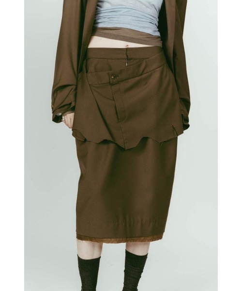 Knuth Marf(クヌースマーフ)の「cut layered mid length skirt(スカート・レディース・ブラック系その他/ブラウン/グレー・X-SMALL/SMALL)」の1枚目の写真