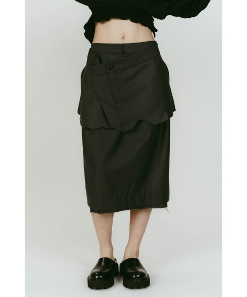 Knuth Marf(クヌースマーフ)の「cut layered mid length skirt(スカート・レディース・ブラック系その他/ブラウン/グレー・X-SMALL/SMALL)」の3枚目の写真